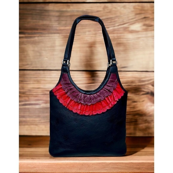 Y2K Isabella Fiore Leather Floral Applique Shoulder/Handbag - Picture 2 of 9